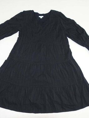 J. Jill Women's A-Line Dress Size Small Black 3/4 Sleeves V-Neck Above Knee S